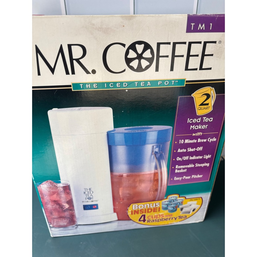 Mr. Coffee TM1 The Iced Tea Pot 2 Quart Electric Iced Tea Maker White Blue